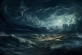 Dramatic dark storm clouds over sea Royalty Free Stock Photo