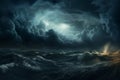 Dramatic dark storm clouds over sea Royalty Free Stock Photo