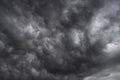 Dramatic dark storm rain clouds black sky background. Dark thunderstorm clouds rainny atmosphere. Meteorology danger windstorm Royalty Free Stock Photo