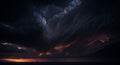 Dramatic dark stormy sky with glowing clouds Royalty Free Stock Photo
