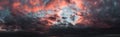 Dramatic dark sunset. Panorama of dark rain clouds in the evening Royalty Free Stock Photo