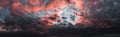 Dramatic dark sunset. Panorama of dark rain clouds in the evening Royalty Free Stock Photo