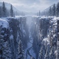 Breathtaking Aerial View of Whispering Gorge in Winter AI-GENERATED Royalty Free Stock Photo