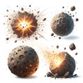 Asteroid Collision Impact Explosion Space Rock Debris Cratering Destruction Royalty Free Stock Photo