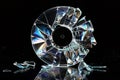A dramatic depiction of a broken compact disc, featuring shattered pieces and reflective surfaces on a dark background Royalty Free Stock Photo