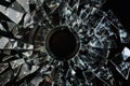 A dramatic depiction of a broken compact disc, featuring shattered pieces and reflective surfaces on a dark background Royalty Free Stock Photo