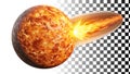 Burning planet or asteroid comet with fiery trail png transparent image Generative AI Royalty Free Stock Photo