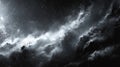 A dramatic depiction of a deep space scene features swirling dark clouds and bright Royalty Free Stock Photo
