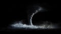 Dramatic depiction of a tornado funnel against a stark black backdrop Royalty Free Stock Photo