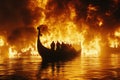 A dramatic depiction of a Viking raid, intense and historical, cultural theme Royalty Free Stock Photo