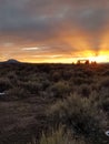 A dramatic desert sunset