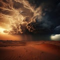 Dramatic Desert Thunderstorm, A Natural Phenomenon to Behold, Storm in Desert Royalty Free Stock Photo