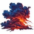 A dramatic, digitally created cloud formation with vibrant hues of deep blue and fiery Royalty Free Stock Photo