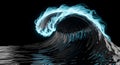 A dramatic digitally rendered wave appears to be composed of fire and water Royalty Free Stock Photo