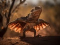 The Dramatic Display of the Frilled Lizard in Outback Royalty Free Stock Photo