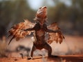The Dramatic Display of the Frilled Lizard in Outback Royalty Free Stock Photo