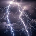 Powerful Lightning Strikes Illuminating a Dark Stormy Sky Royalty Free Stock Photo