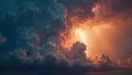 A dramatic display of nature\'s raw power lightning strikes through imposing cumulonimbus clouds. Generative AI Royalty Free Stock Photo