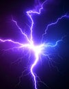 Dramatic Display of a Vibrant Purple and Blue Lightning Strike Against a Dark Sky Royalty Free Stock Photo