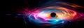 dramatic distortion of light as it bends around a black hole, creating the mesmerizing effect of gravitational lensing.