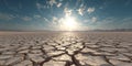 Dramatic Dry Lakebed Landscape Sunlit Cracked Earth Royalty Free Stock Photo