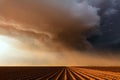 Dust storm over a field in the Great Plains