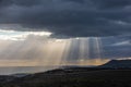 Dramatic early morning Rays of sun over the sea of Galilee Royalty Free Stock Photo