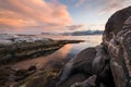 An dramatic early morning seascape photographed at sunrise Royalty Free Stock Photo