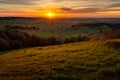 Dramatic Panorama Easter Sunday Morning Sunrise With Cross On Hill Royalty Free Stock Photo