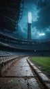 Dramatic Empty Stadium Night with Floodlights Royalty Free Stock Photo