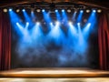 Empty Theater Stage with Blue and Red Good Resolution Stock Photo Royalty Free Stock Photo