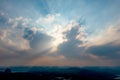 Dramatic evening sky at sunset over hills Royalty Free Stock Photo