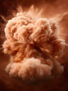 Dramatic explosion in fiery orange clouds