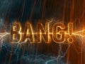 Dramatic explosion with fiery text