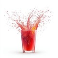 Dramatic Explosion of Fresh Fruit Punch in Clear Glass Cup Royalty Free Stock Photo