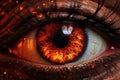 Dramatic Eye closeup fire. Generate Ai