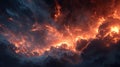 Dramatic Fiery Clouds Illuminated by Distant Stars at Night Sky Royalty Free Stock Photo