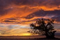 Dramatic fiery orange sunset