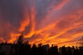 Dramatic fiery sky sunset cloudscape at dusk Royalty Free Stock Photo