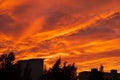 Dramatic fiery sky sunset cloudscape at dusk Royalty Free Stock Photo