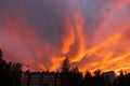 Dramatic fiery sky sunset cloudscape at dusk Royalty Free Stock Photo