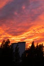 Dramatic fiery sky sunset cloudscape at dusk Royalty Free Stock Photo