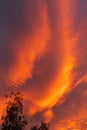 Dramatic fiery sky sunset cloudscape at dusk Royalty Free Stock Photo