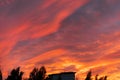 Dramatic fiery sky sunset cloudscape at dusk Royalty Free Stock Photo