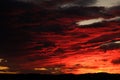 Dramatic fiery storm sky