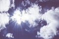 Dramatic filter,Looking up at sun with Nice blue sky and cloudy Royalty Free Stock Photo