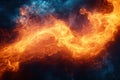 A dramatic fire on a black background, intense and artistic, design theme. Royalty Free Stock Photo
