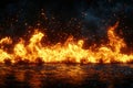 A dramatic fire on a black background, intense and artistic, design theme. Royalty Free Stock Photo