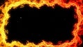 Dramatic fire frame over black space background with stars Royalty Free Stock Photo
