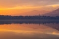 Dramatic Fire red clouds drift across a twilight sky just after sunset Royalty Free Stock Photo